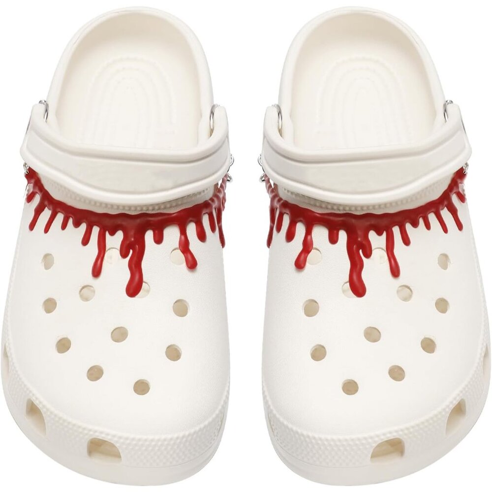 Red Goth Shoe Charms Chains, Rubber Bleeding Chains for Clog Sandals, DIY Gothic